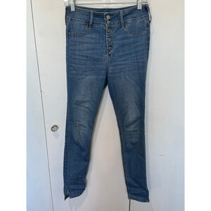 Women's Hollister Blue Distressed High Rise stretch Legging Jeans Size 29